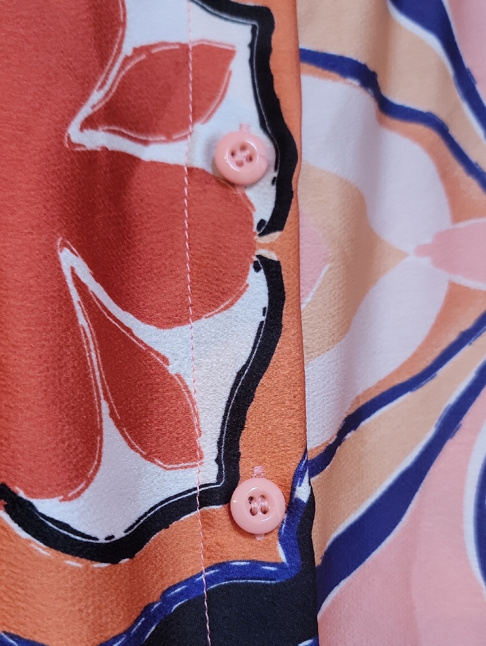 Societe Anonyme Peach and Navy Swirl Button-Up Top - Picture 5 of 9